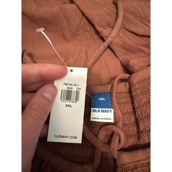 NWT Old Navy Plus Brown Midi Length Dress Smocking Tie Front Size XXL - Picture 3 of 3